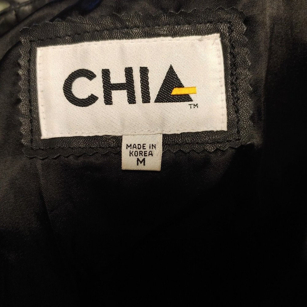 Vintage Chia Womens Leather Jacket Size M Medium Cropped Cinch Waist "Snakeskin" - Picture 9 of 12